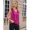 imageZeagoo Womens Silk Satin Camisole Tank Tops V Neck Pleated Dressy Casual Sleeveless Blouses Summer Business Work ShirtsRose Red