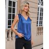 imageZeagoo Womens Silk Satin Camisole Tank Tops V Neck Pleated Dressy Casual Sleeveless Blouses Summer Business Work ShirtsSky Blue