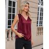 imageZeagoo Womens Silk Satin Camisole Tank Tops V Neck Pleated Dressy Casual Sleeveless Blouses Summer Business Work ShirtsWine Red