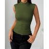 imageZeagoo Womens Sleeveless Mock Turtleneck Tank Tops Slim Fit Stretch Ribbed Tops Casual Basic Layering Shirts 2025Army Green