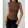 imageZeagoo Womens Sleeveless Mock Turtleneck Tank Tops Slim Fit Stretch Ribbed Tops Casual Basic Layering Shirts 2025Brown