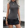imageZeagoo Womens Sleeveless Mock Turtleneck Tank Tops Slim Fit Stretch Ribbed Tops Casual Basic Layering Shirts 2025Charcoal Grey