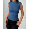 imageZeagoo Womens Sleeveless Mock Turtleneck Tank Tops Slim Fit Stretch Ribbed Tops Casual Basic Layering Shirts 2025Dark Blue