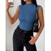 imageZeagoo Womens Sleeveless Mock Turtleneck Tank Tops Slim Fit Stretch Ribbed Tops Casual Basic Layering Shirts 2025Dark Blue