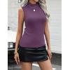 imageZeagoo Womens Sleeveless Mock Turtleneck Tank Tops Slim Fit Stretch Ribbed Tops Casual Basic Layering Shirts 2025Dark Purple