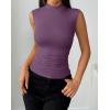 imageZeagoo Womens Sleeveless Mock Turtleneck Tank Tops Slim Fit Stretch Ribbed Tops Casual Basic Layering Shirts 2025Dark Purple