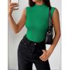 imageZeagoo Womens Sleeveless Mock Turtleneck Tank Tops Slim Fit Stretch Ribbed Tops Casual Basic Layering Shirts 2025Green