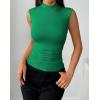 imageZeagoo Womens Sleeveless Mock Turtleneck Tank Tops Slim Fit Stretch Ribbed Tops Casual Basic Layering Shirts 2025Green