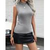 imageZeagoo Womens Sleeveless Mock Turtleneck Tank Tops Slim Fit Stretch Ribbed Tops Casual Basic Layering Shirts 2025Light Grey