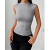 imageZeagoo Womens Sleeveless Mock Turtleneck Tank Tops Slim Fit Stretch Ribbed Tops Casual Basic Layering Shirts 2025Light Grey