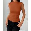 imageZeagoo Womens Sleeveless Mock Turtleneck Tank Tops Slim Fit Stretch Ribbed Tops Casual Basic Layering Shirts 2025Orange