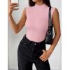 imageZeagoo Womens Sleeveless Mock Turtleneck Tank Tops Slim Fit Stretch Ribbed Tops Casual Basic Layering Shirts 2025Pink