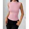 imageZeagoo Womens Sleeveless Mock Turtleneck Tank Tops Slim Fit Stretch Ribbed Tops Casual Basic Layering Shirts 2025Pink