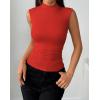 imageZeagoo Womens Sleeveless Mock Turtleneck Tank Tops Slim Fit Stretch Ribbed Tops Casual Basic Layering Shirts 2025Red