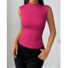 imageZeagoo Womens Sleeveless Mock Turtleneck Tank Tops Slim Fit Stretch Ribbed Tops Casual Basic Layering Shirts 2025Rose Red