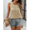 imageZeagoo Womens Summer Crochet Sleeveless Sweater Vest Round Neck Hollow Out Knit Tank Tops Casual Loose Cami TopsLight Khaki