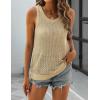 imageZeagoo Womens Summer Crochet Sleeveless Sweater Vest Round Neck Hollow Out Knit Tank Tops Casual Loose Cami TopsLight Khaki