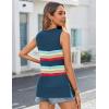 imageZeagoo Womens Summer Tops Dressy Casual High Neck Sleeveless Shirts Basic Loose Fit Tank Tops Beach Vacation 2 PackBblackrainbow Blue