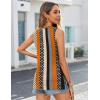 imageZeagoo Womens Summer Tops Dressy Casual High Neck Sleeveless Shirts Basic Loose Fit Tank Tops Beach Vacation 2 PackFblackkhaki Stripe