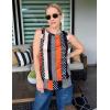 imageZeagoo Womens Summer Tops Dressy Casual High Neck Sleeveless Shirts Basic Loose Fit Tank Tops Beach Vacation 2 PackFblackkhaki Stripe