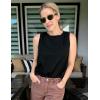imageZeagoo Womens Summer Tops Dressy Casual High Neck Sleeveless Shirts Basic Loose Fit Tank Tops Beach Vacation 2 PackFblackmulticolor