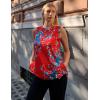 imageZeagoo Womens Summer Tops Dressy Casual High Neck Sleeveless Shirts Basic Loose Fit Tank Tops Beach Vacation 2 PackFblackred Floral