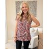 imageZeagoo Womens Summer Tops Dressy Casual High Neck Sleeveless Shirts Basic Loose Fit Tank Tops Beach Vacation 2 PackFblackred White Flower