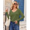 imageZeagoo Womens T Shirts Long Sleeve V Neck Basic Tee Casual Loose Fit Soft Fall Tops Outfits 2025 SXXLArmy Green