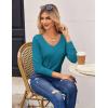 imageZeagoo Womens T Shirts Long Sleeve V Neck Basic Tee Casual Loose Fit Soft Fall Tops Outfits 2025 SXXLBlue Green