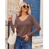 imageZeagoo Womens T Shirts Long Sleeve V Neck Basic Tee Casual Loose Fit Soft Fall Tops Outfits 2025 SXXLBrown