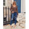 imageZeagoo Womens T Shirts Long Sleeve V Neck Basic Tee Casual Loose Fit Soft Fall Tops Outfits 2025 SXXLBrown