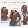 imageZeagoo Womens T Shirts Long Sleeve V Neck Basic Tee Casual Loose Fit Soft Fall Tops Outfits 2025 SXXLBrown