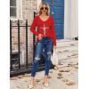 imageZeagoo Womens T Shirts Long Sleeve V Neck Basic Tee Casual Loose Fit Soft Fall Tops Outfits 2025 SXXLChristmas Cross
