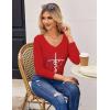 imageZeagoo Womens T Shirts Long Sleeve V Neck Basic Tee Casual Loose Fit Soft Fall Tops Outfits 2025 SXXLChristmas Cross