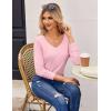 imageZeagoo Womens T Shirts Long Sleeve V Neck Basic Tee Casual Loose Fit Soft Fall Tops Outfits 2025 SXXLPink