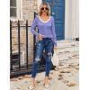 imageZeagoo Womens T Shirts Long Sleeve V Neck Basic Tee Casual Loose Fit Soft Fall Tops Outfits 2025 SXXLWhite Blue Striped