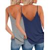 imageZeagoo Womens V Neck Camisole Tank Top Strap Sleeveless T Shirt Casual Loose Vest Blouse  SXXL2 Packblue and Light Grey