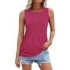 imageZeagoo Beach Vacation Clothes for Women Pleated High Neck Flowy Sleeveless Tank Tops Summer Loose Fit Tunic BlousesHot Pink