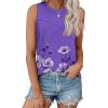 imageZeagoo Beach Vacation Clothes for Women Pleated High Neck Flowy Sleeveless Tank Tops Summer Loose Fit Tunic BlousesPurple Flower