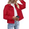 imageZeagoo Flannels for Women Cropped Shacket Jacket Fashion Plaid Button Down Shirt 2025 Fall Coat TopsZred