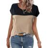 imageZeagoo Sweater Vest Women Crew Neck Loose Fit Knit Lightweight T Shirts Pullover Casual Summer OutfitsBlack Khaki Block