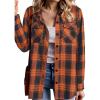 imageZeagoo Womens Button Down Flannel Shirts Long Sleeve Plaid Blouses Lightweight Business Dressy Casual Top with PocketsOrange