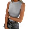 imageZeagoo Womens Sleeveless Mock Turtleneck Tank Tops Slim Fit Stretch Ribbed Tops Casual Basic Layering Shirts 2025Light Grey