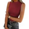imageZeagoo Womens Sleeveless Mock Turtleneck Tank Tops Slim Fit Stretch Ribbed Tops Casual Basic Layering Shirts 2025Wine Red