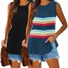 imageZeagoo Womens Summer Tops Dressy Casual High Neck Sleeveless Shirts Basic Loose Fit Tank Tops Beach Vacation 2 PackBlackrainbow Navy