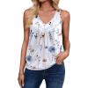 imageZeagoo Womens Tank Tops Loose Fit V Neck Ruched Sleeveless Tops Casual Basic Banded Shirts SXXLWhite Blue Flower