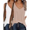 imageZeagoo Womens V Neck Camisole Tank Top Strap Sleeveless T Shirt Casual Loose Vest Blouse  SXXL2 Packbrown and White