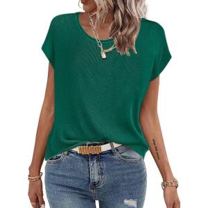 imageZeagoo Sweater Vest Women Crew Neck Loose Fit Knit Lightweight T Shirts Pullover Casual Summer OutfitsDark Green