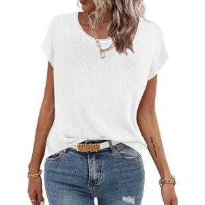 imageZeagoo Sweater Vest Women Crew Neck Loose Fit Knit Lightweight T Shirts Pullover Casual Summer OutfitsWhite