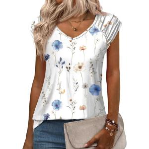 imageZeagoo Womens Tops Cute Loose Tank Tops Trendy Casual Dressy Shirts V Neck Cap Sleeve Tops Summer OutfitsBf112